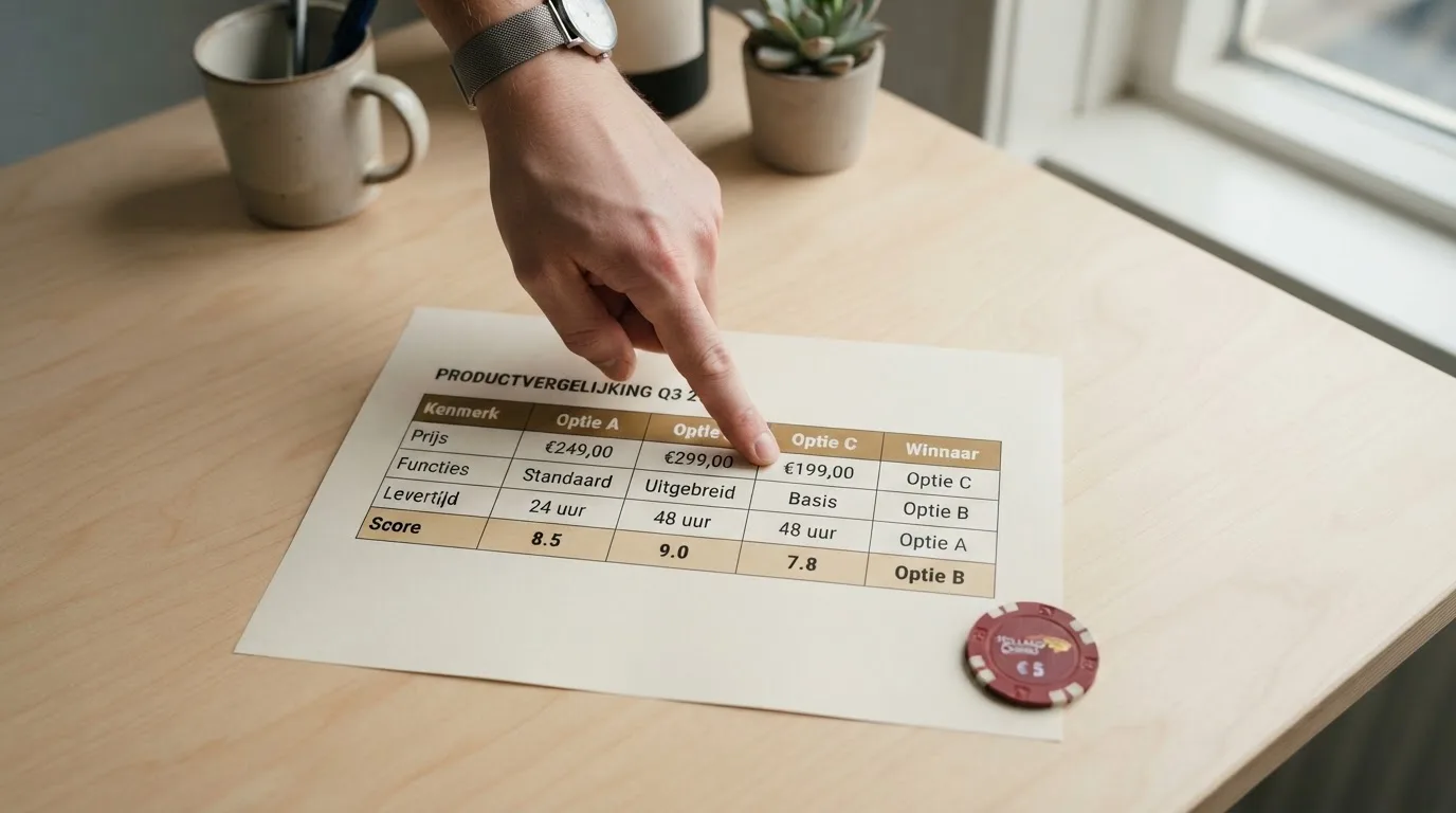 Een overzichtelijke vergelijking van online casino bonusaanbiedingen op een computerscherm