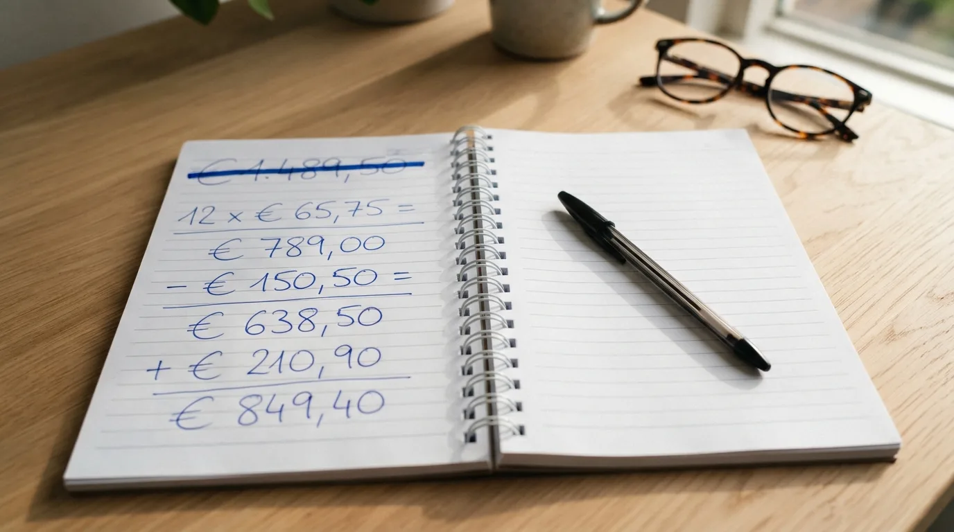 Een uitvergrote welkomstbonus-tekst met een markeerstiftkras over het bonusbedrag en een potloodsom ernaast