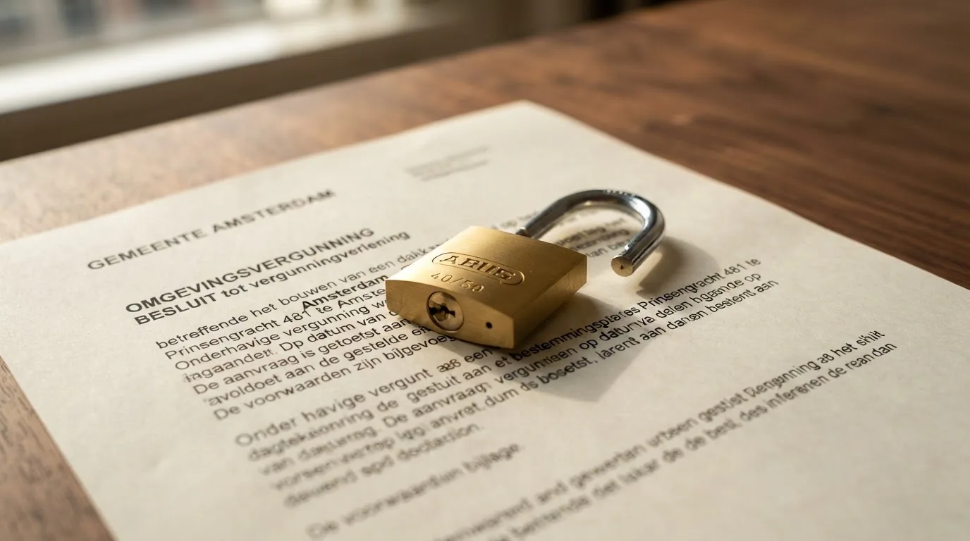 Het logo van de Kansspelautoriteit op een officieel document, met een hangslot-icoon op de voorgrond en het woord 'Vergunning' leesbaar