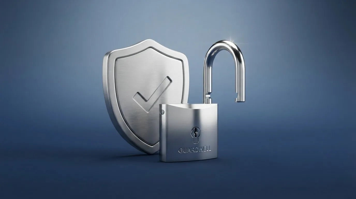 Het logo van de Kansspelautoriteit naast een Nederlands paspoort en een slot-symbool, op een blauwe achtergrond die vertrouwen uitstraalt