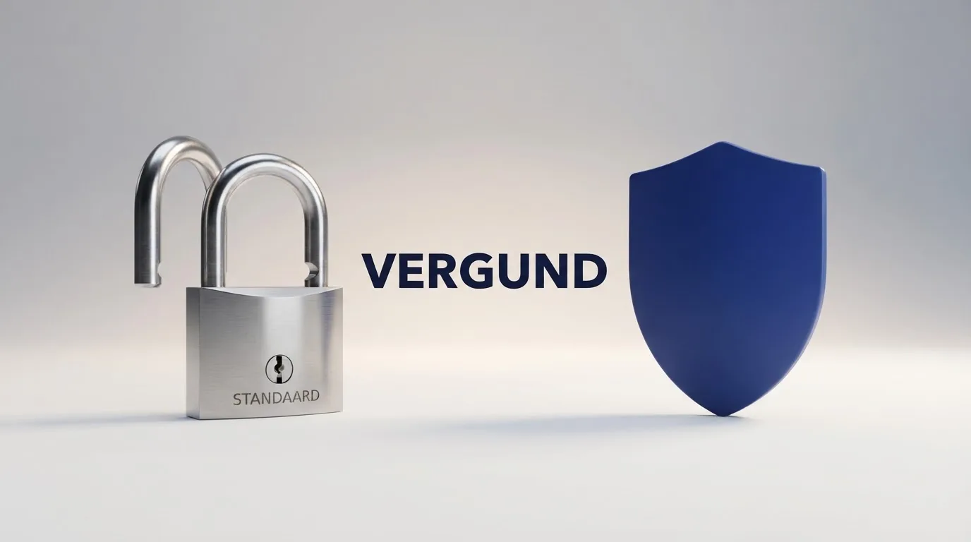 Het logo van de Kansspelautoriteit naast een slot met een hangslot-icoon en de tekst 'Vergund' in beeld
