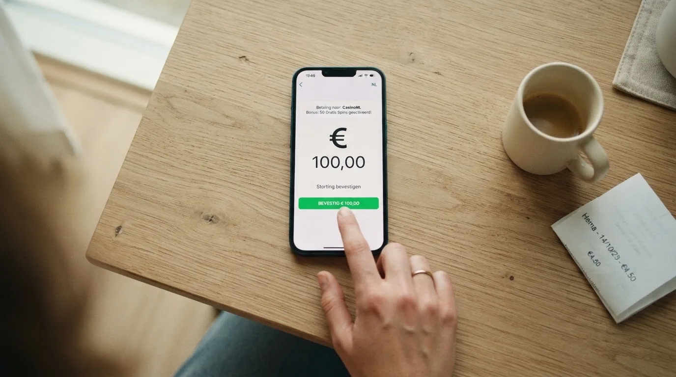 Een stortingsscherm van een online casino met iDEAL als geselecteerde betaalmethode