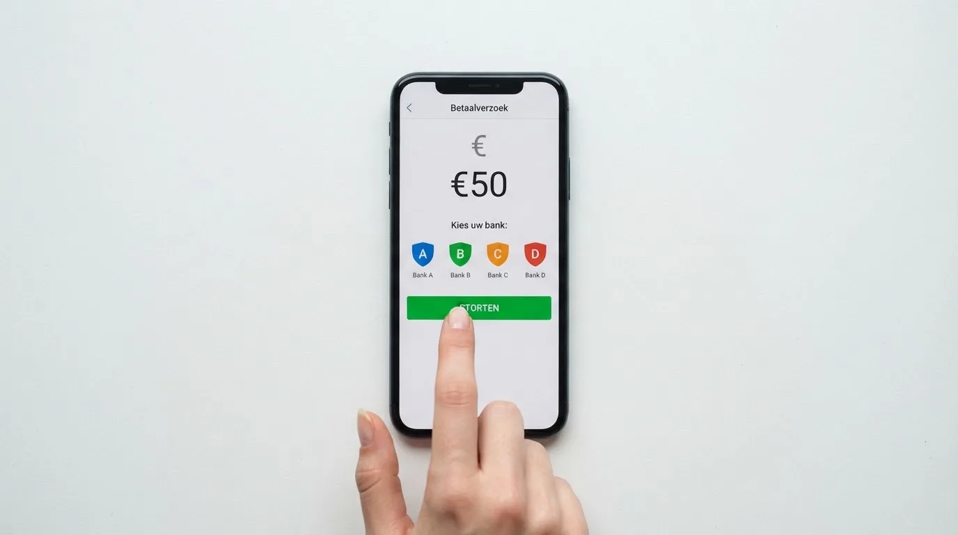Het betaalscherm van Trustly met een selectie van Nederlandse banken waaruit een speler kan kiezen voor een casino-storting